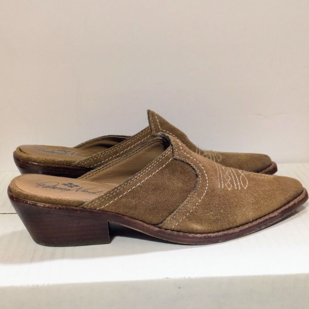 Patricia Nash Mules Battista Cowgirl Womens 7.5 Pointed Toe Slip-on Tan Leather